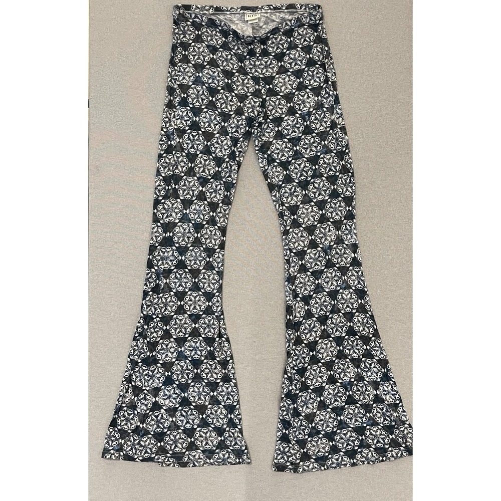 H.I.P Made in USA Flare Pants Large Boho Y2K Stretch Bell Bottom Geometric Print